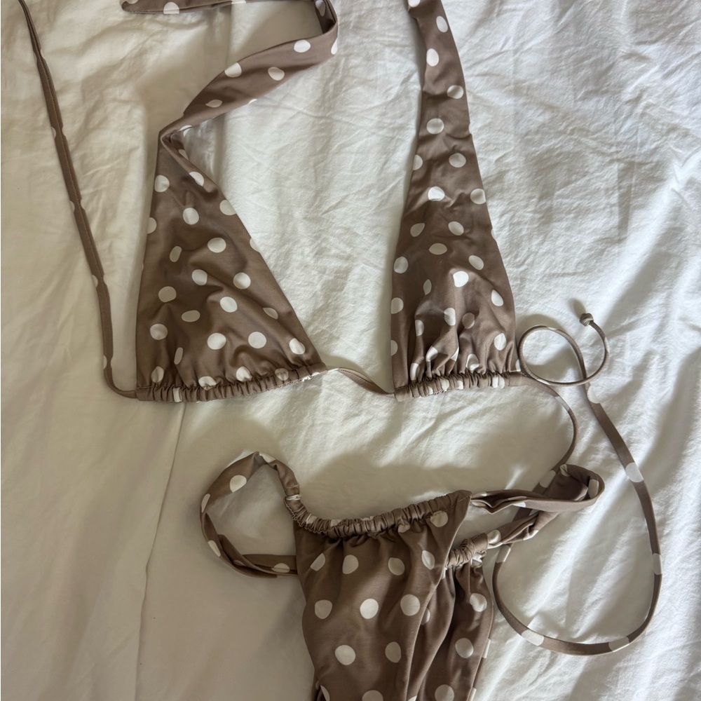 Brown Polka Dot Bikini Set